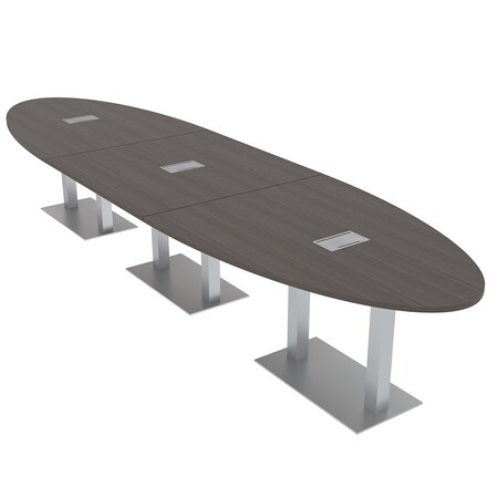Skutchi Designs 45 in W, 165.75 in L, 29 in H, Engineered Wood Top, Brown HAR-OVL-45X166-DOU-ELEC-XD1025